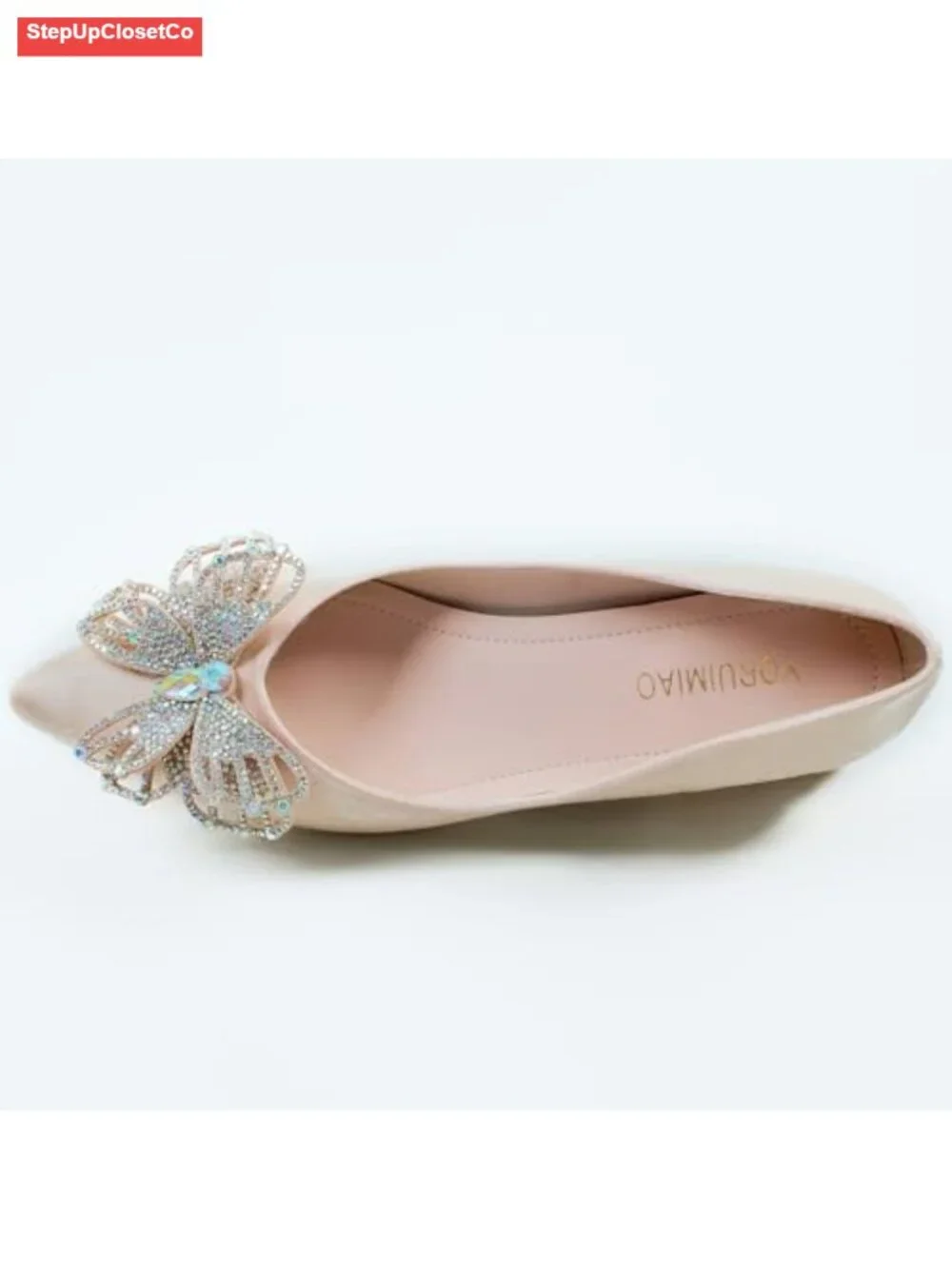 Pointed Toe Chunky Heels Pumps Rhinestones Work Wedding Dress Shoes